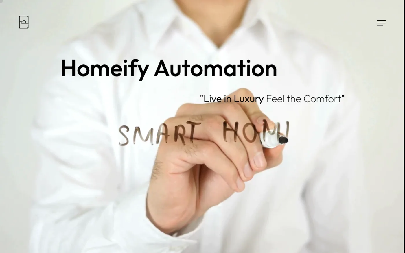 The Homeify Automation smart home landing page.